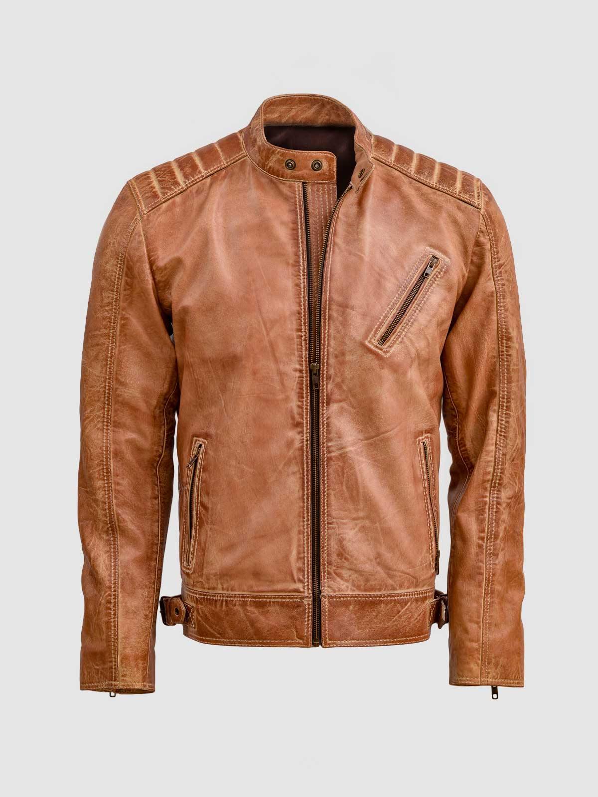 WAXED TAN LEATHER JACKET