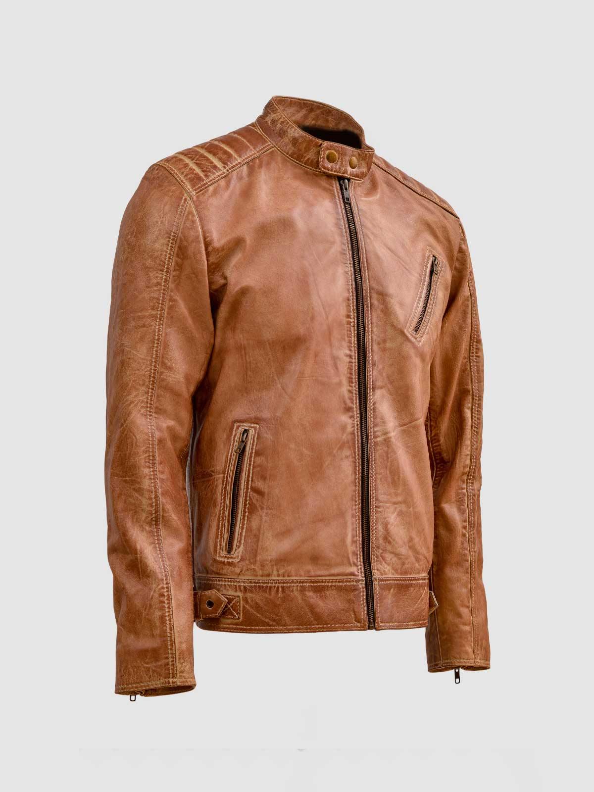 WAXED TAN LEATHER JACKET