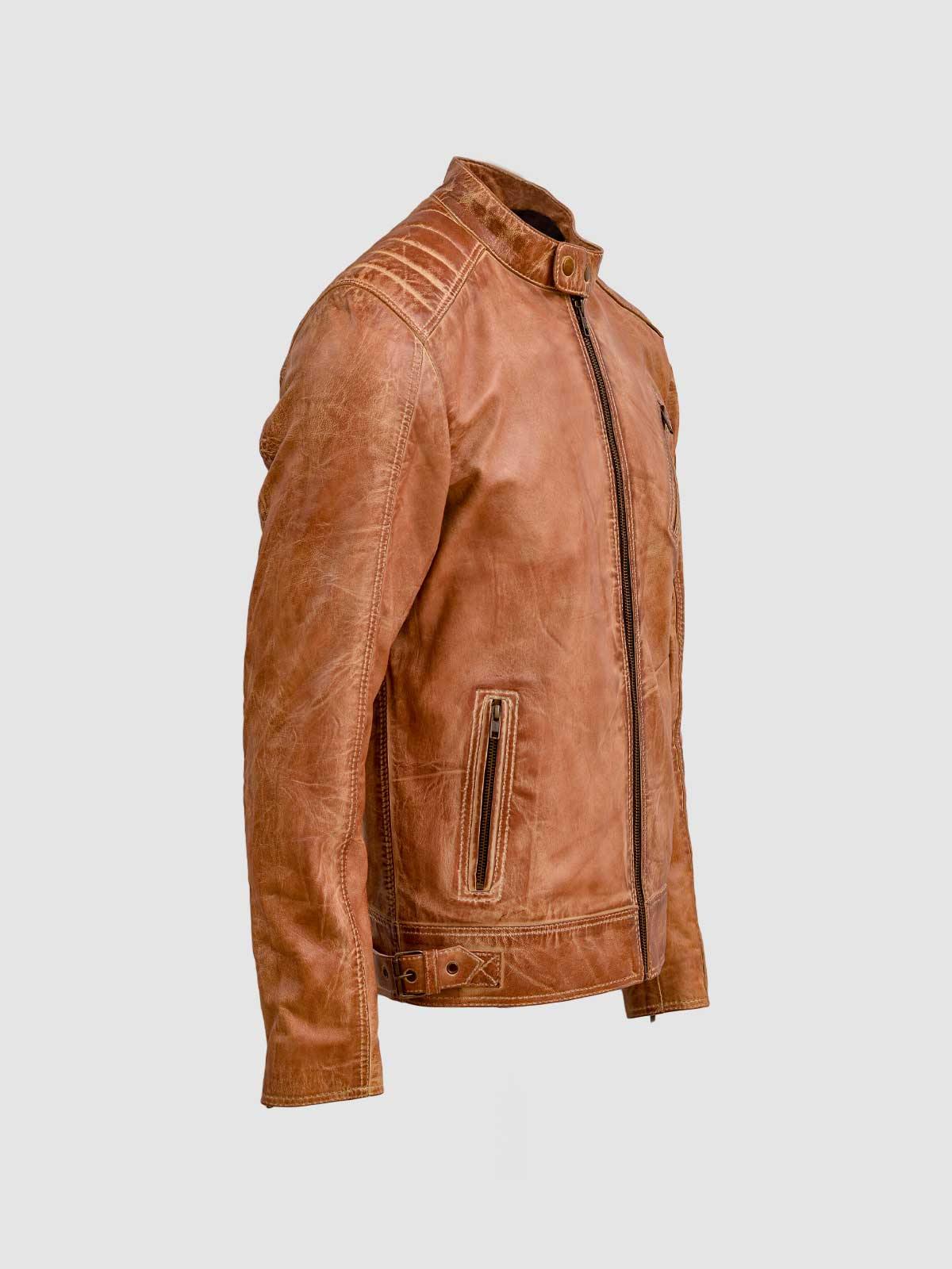 WAXED TAN LEATHER JACKET