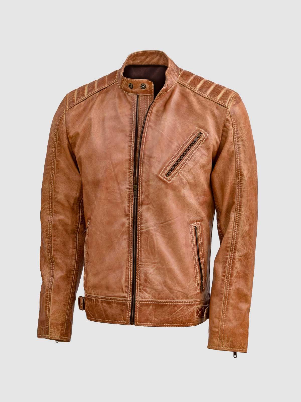 WAXED TAN LEATHER JACKET