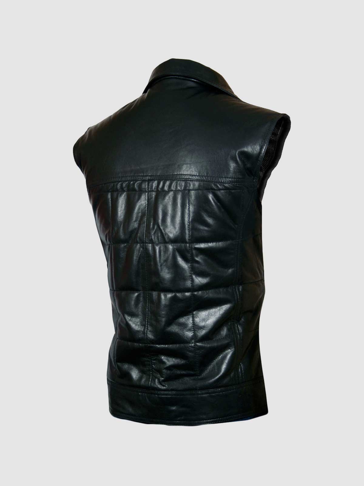 QUILTED BLACK LEATHER VEST