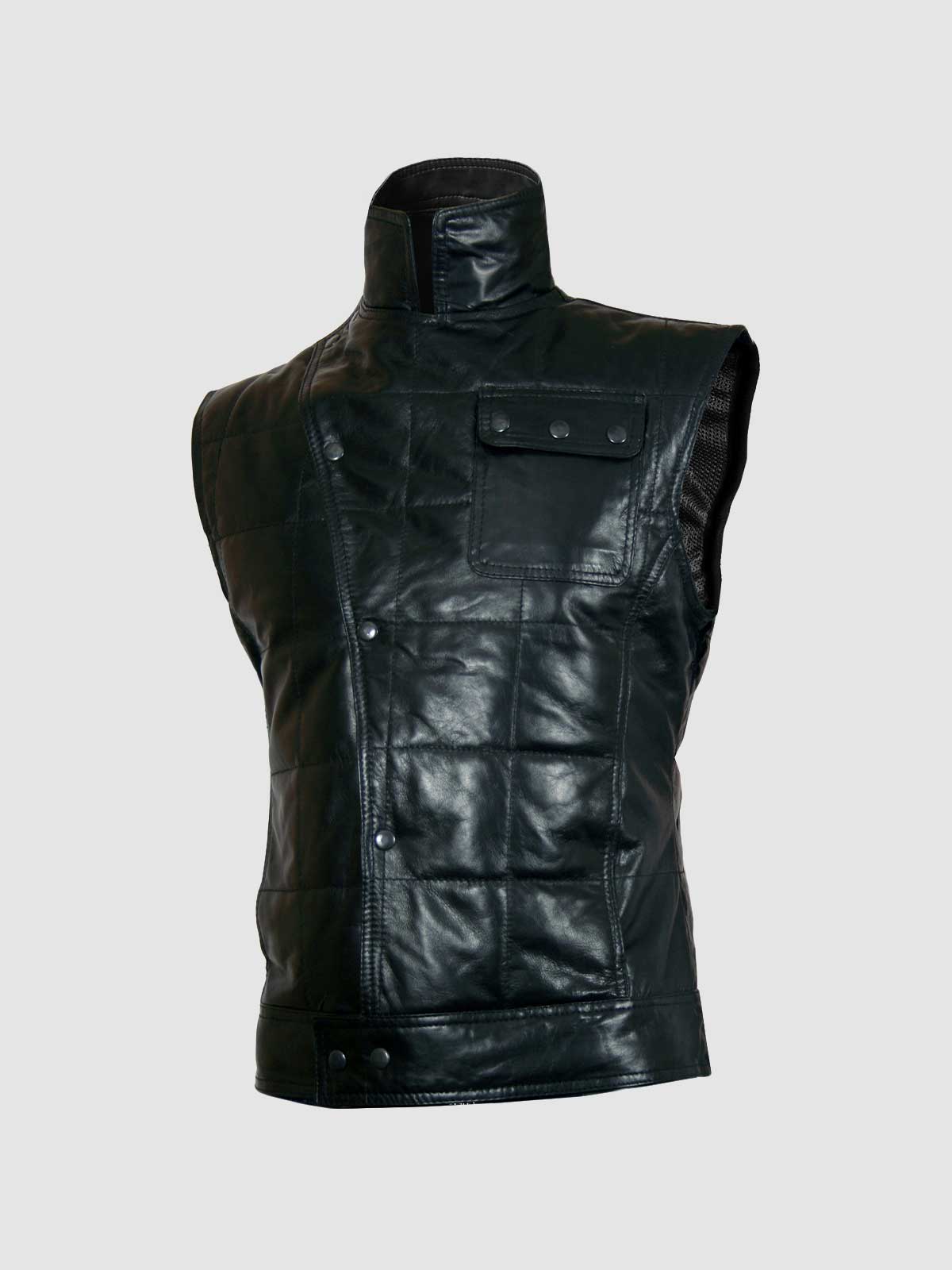 QUILTED BLACK LEATHER VEST